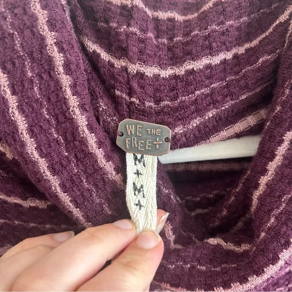 We The Free Free People waffle knit striped turtle neck - Picture 2 of 3